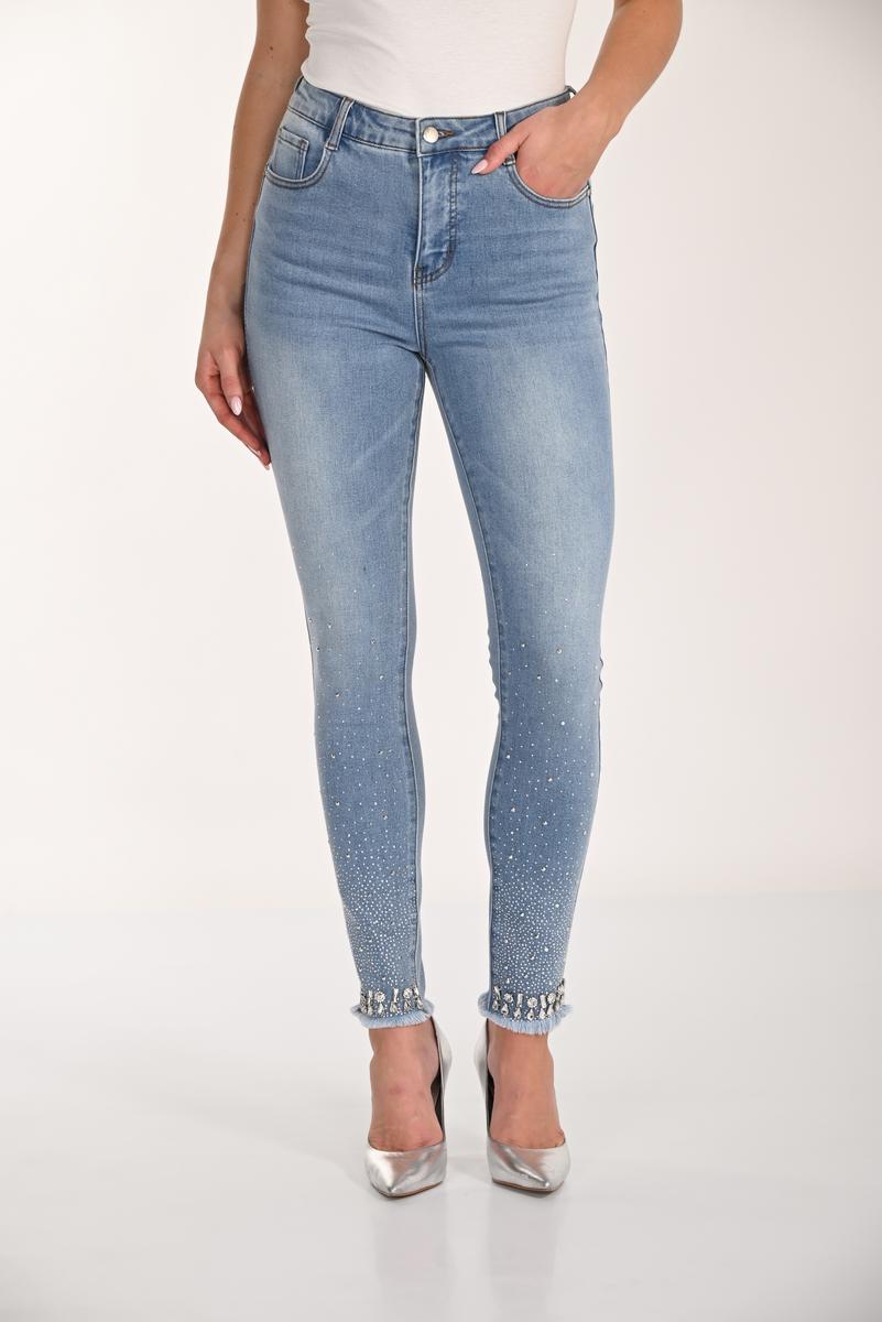 Rhinestones below the knee denim 266528