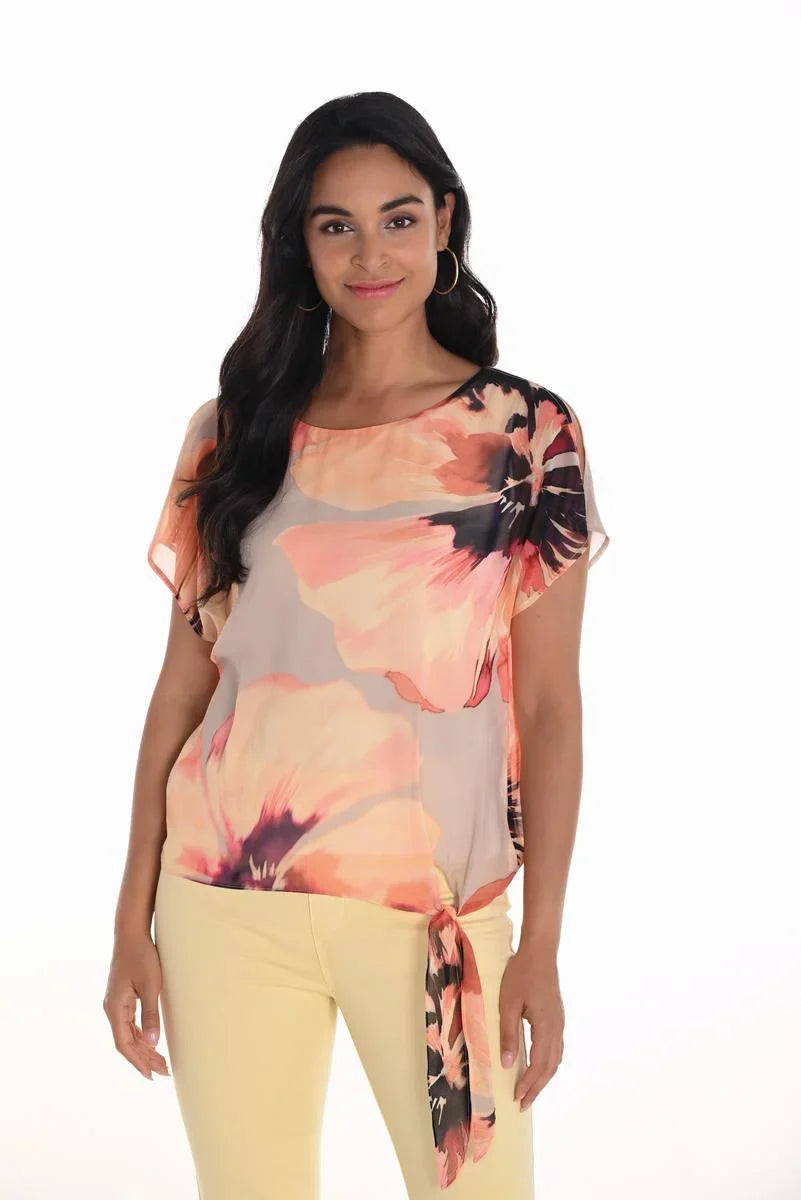 Floral blouse with side tie