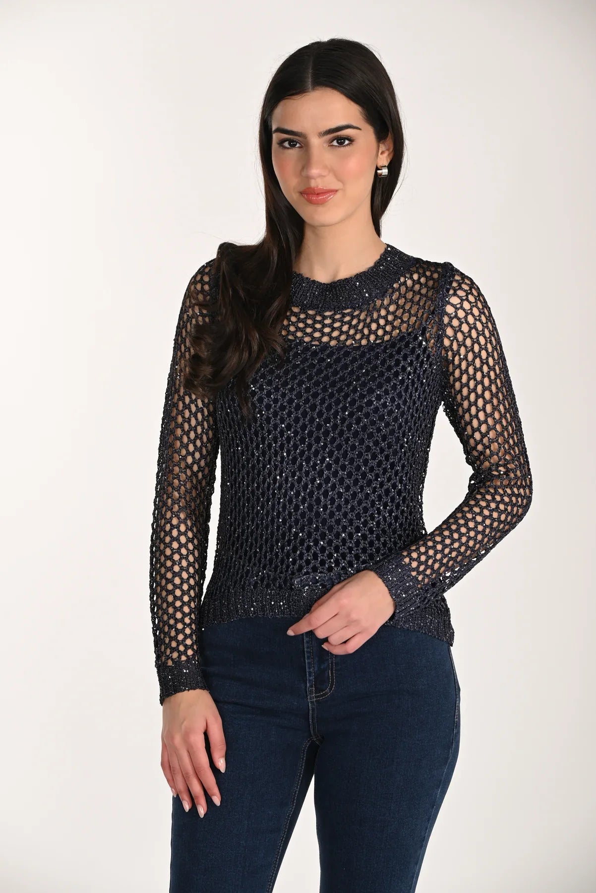 Mesh Sparkle Knit Top 266521