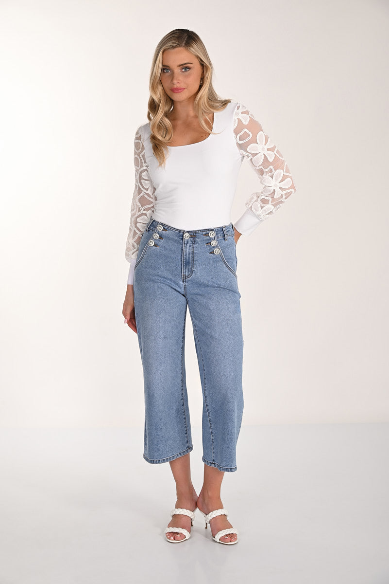Cropped High-waisted Jeans Style 266523