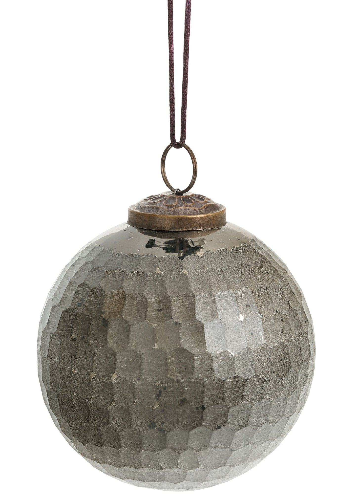 HAMMERED GLASS 4X4 SILVER ORNAMENT