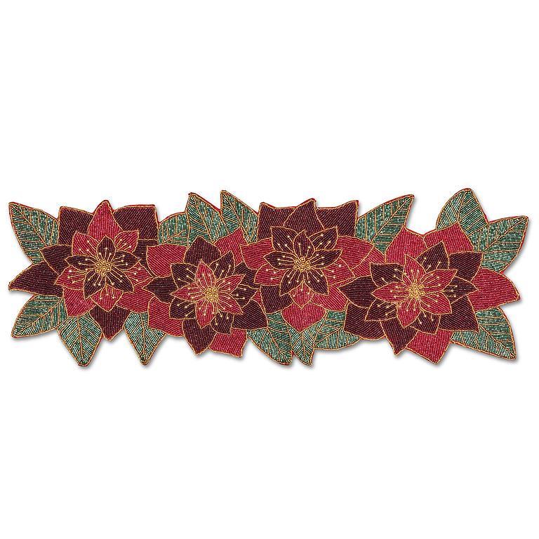 Beaded pointsettia Runner