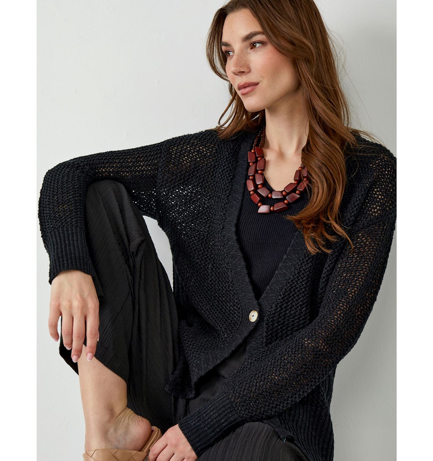 Knit Mesh Cardigan