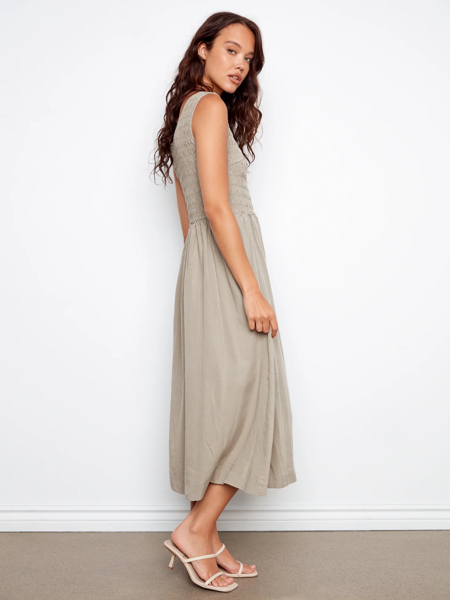 Charlie B Maxi Dress With Smocking SAGE C3235-589C