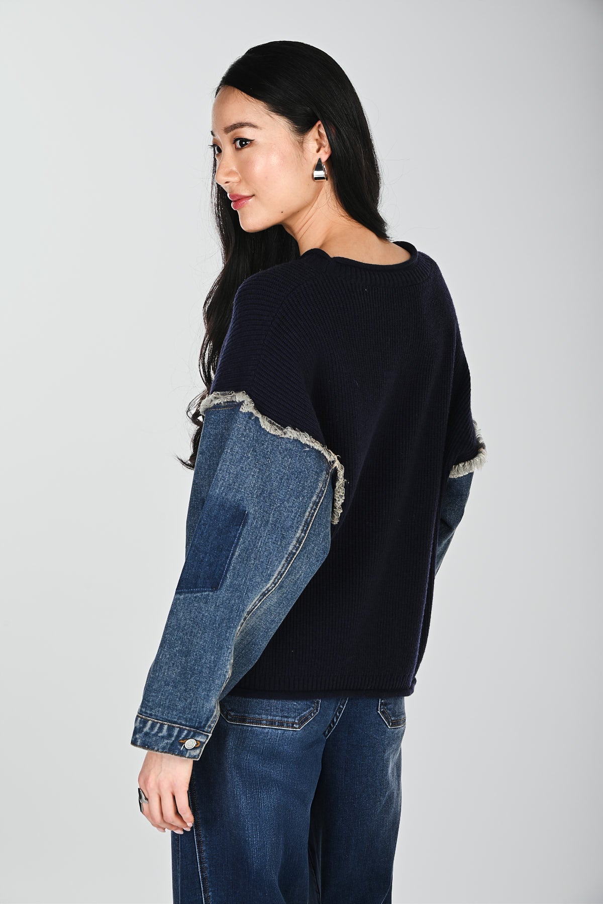 Denim accent knit sweater Frank Lyman 264857