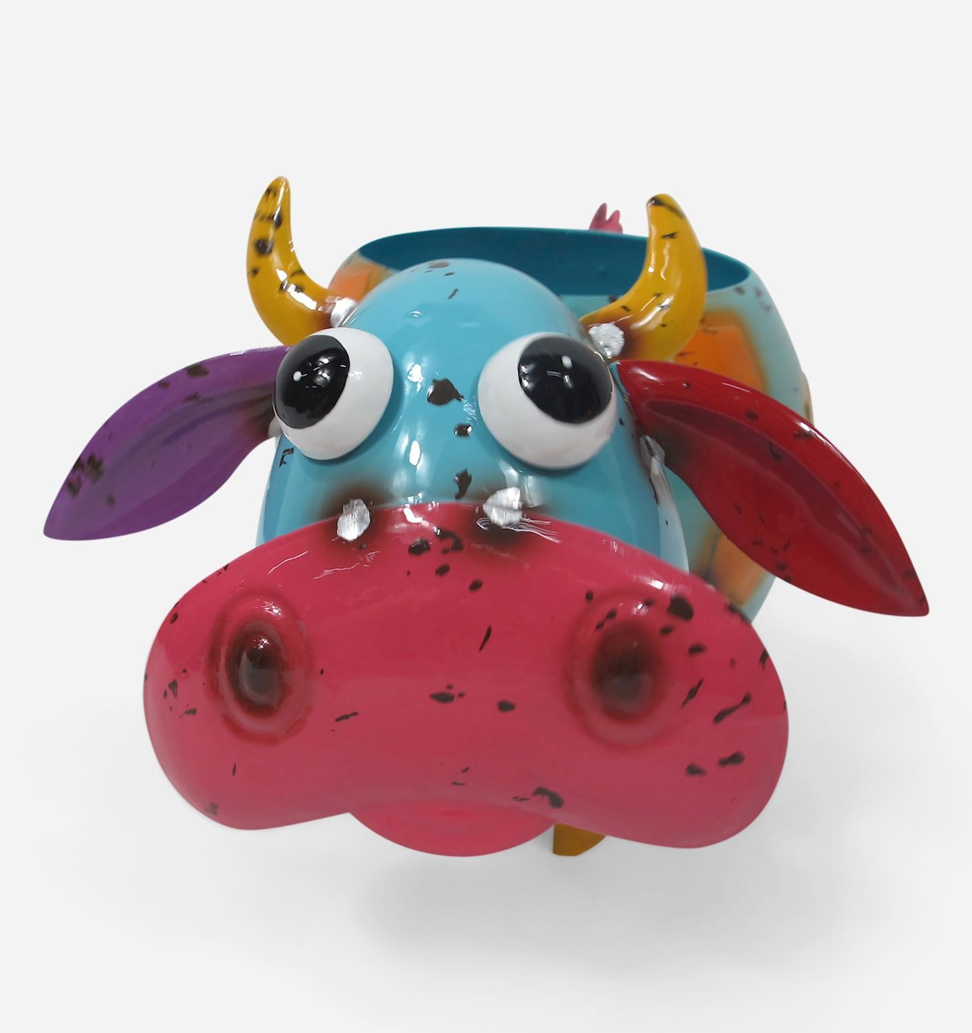 Metal Cow Garden Planter