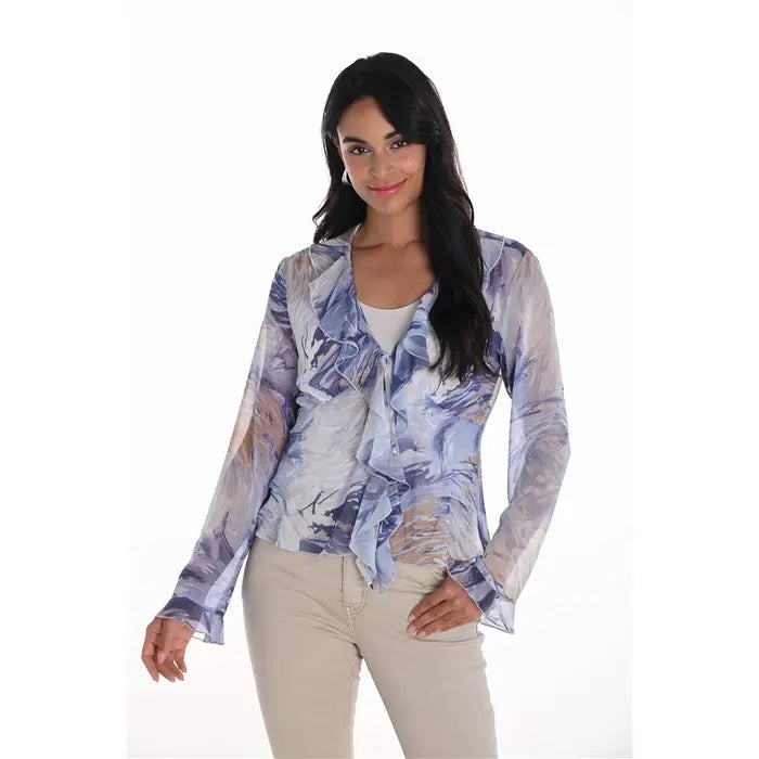 Blouse Blue and Beige
