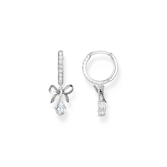 Thomas Sabo Silver hoop earrings with bow pendant