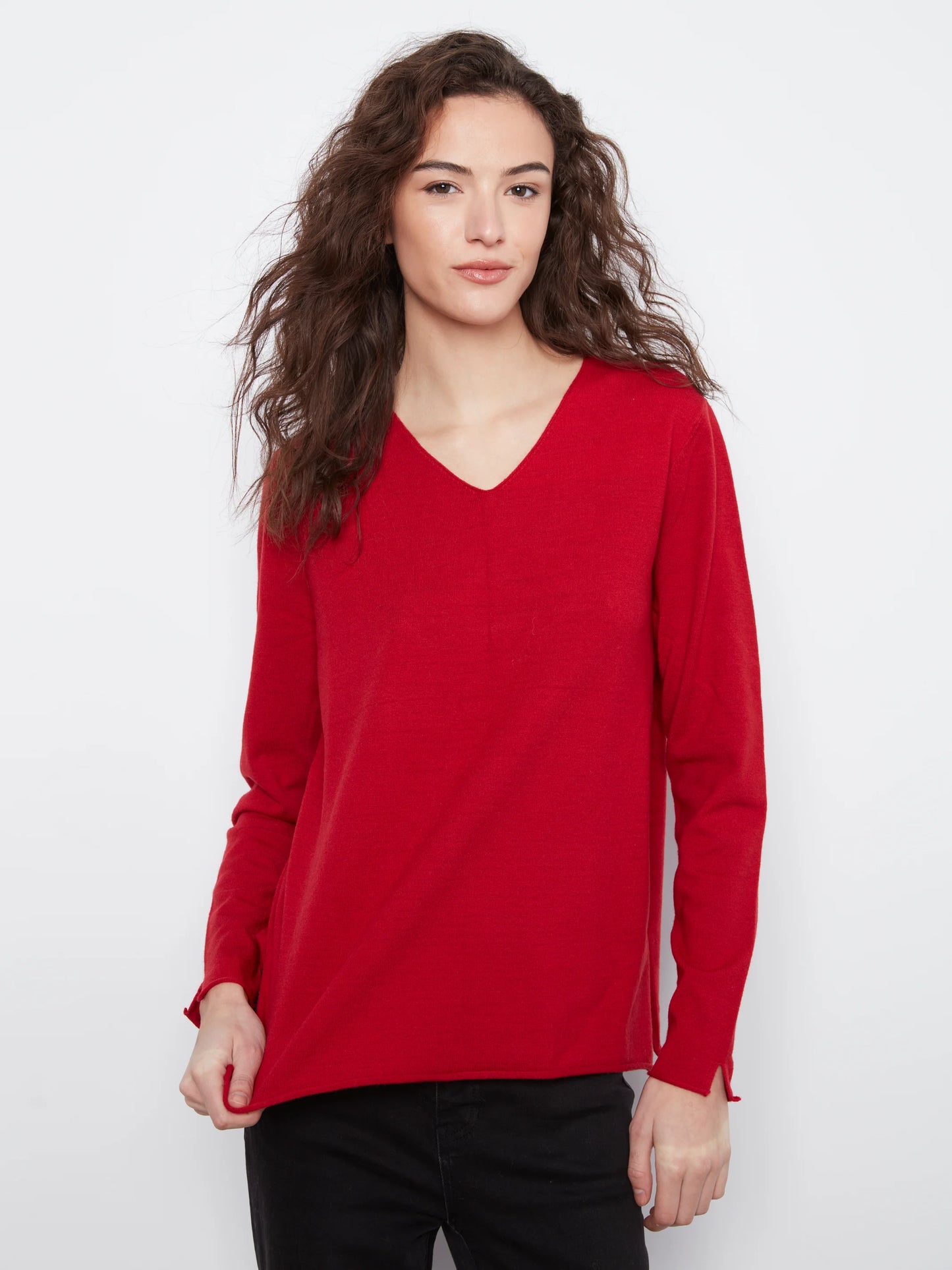 Long Sleeve V Neck Sweater C2279RPR-464A