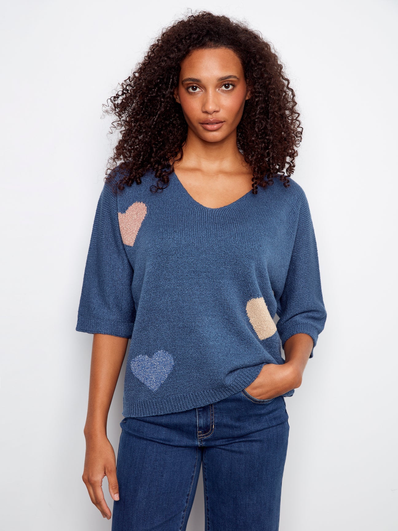 Heart Jacquard Dolman Sweater C2971-546C