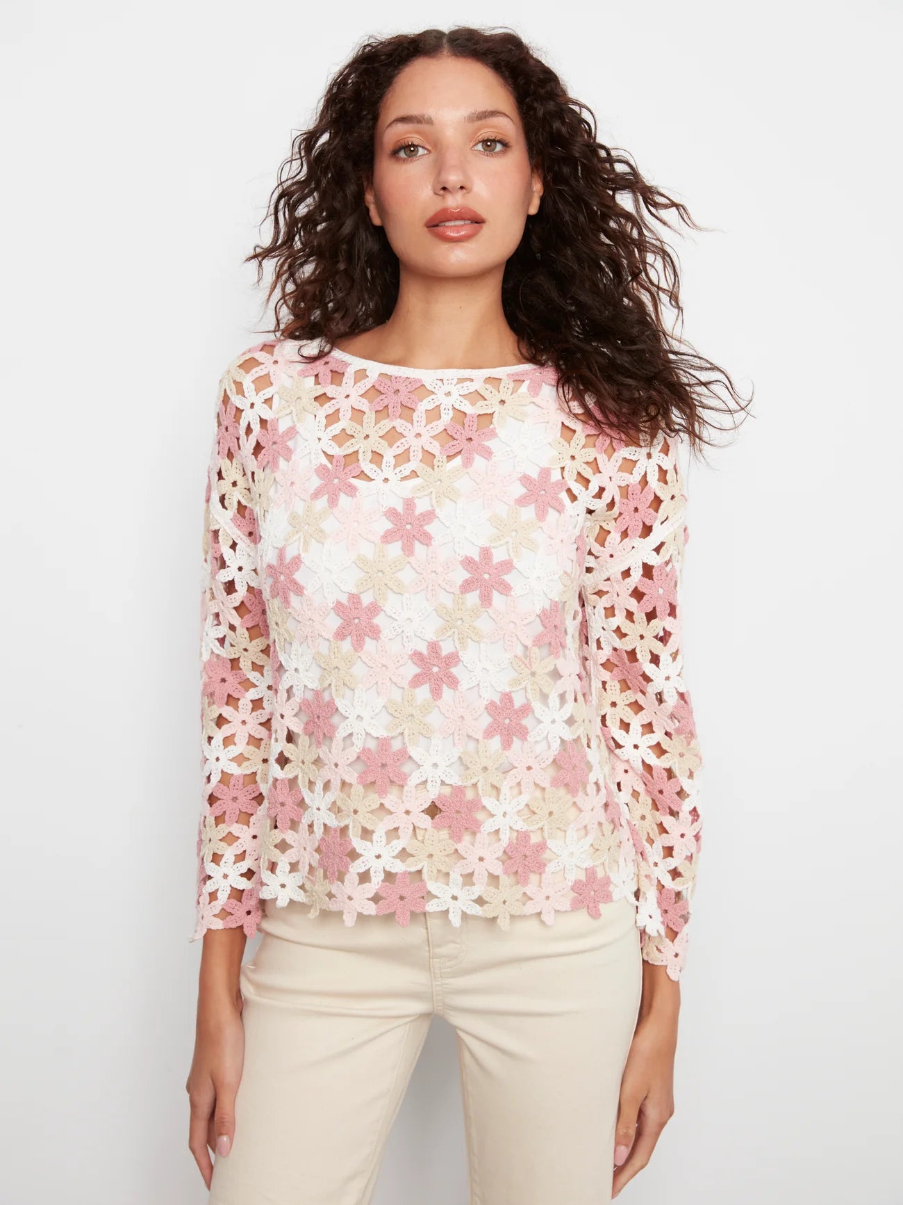 Crochet Flower 3/4 Sleeve C4706/777C