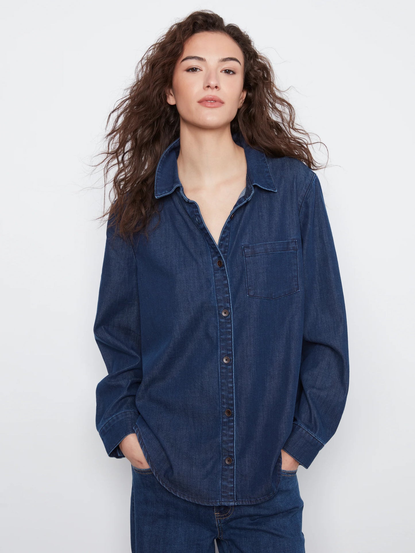 Tencel Shirt With Front Pocket C4716-723C