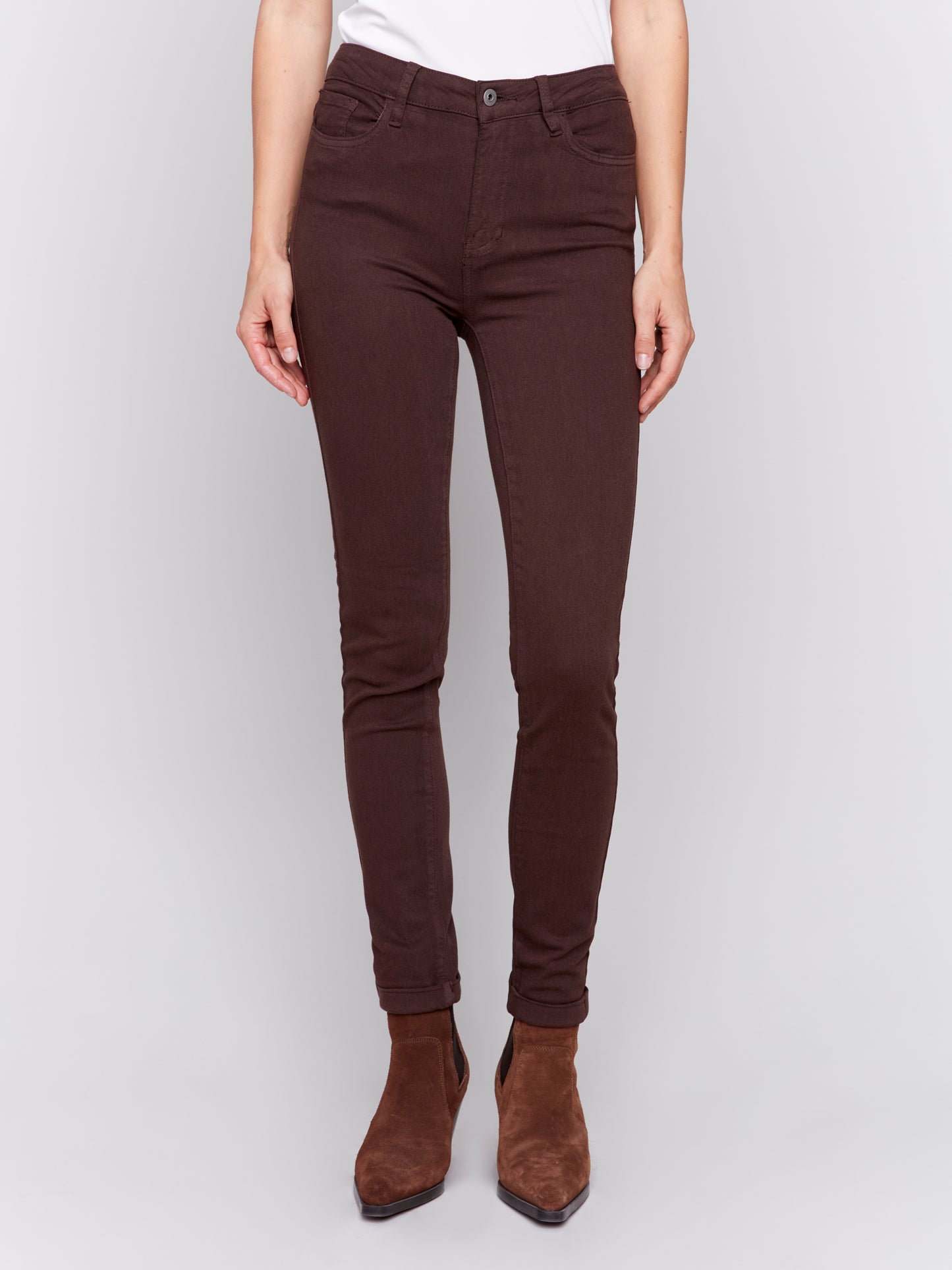 Cuffed Hem Twill Jeans