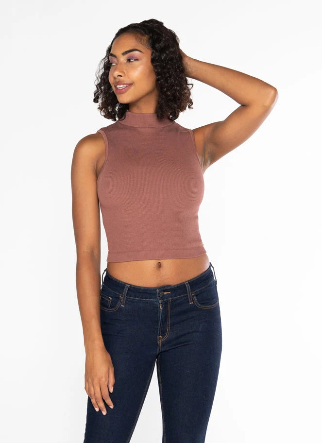 CEBT1017 Bamboo Rib Mock Neck