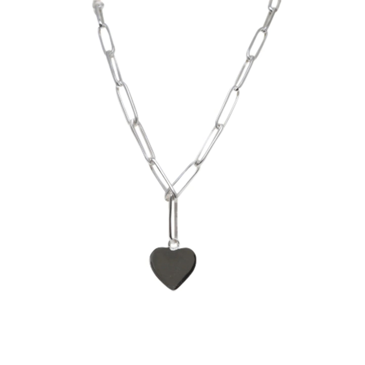 Paperclip Heart Drop Necklace
