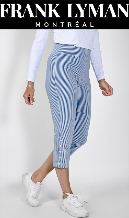 Blue & White Woven Capri 231121