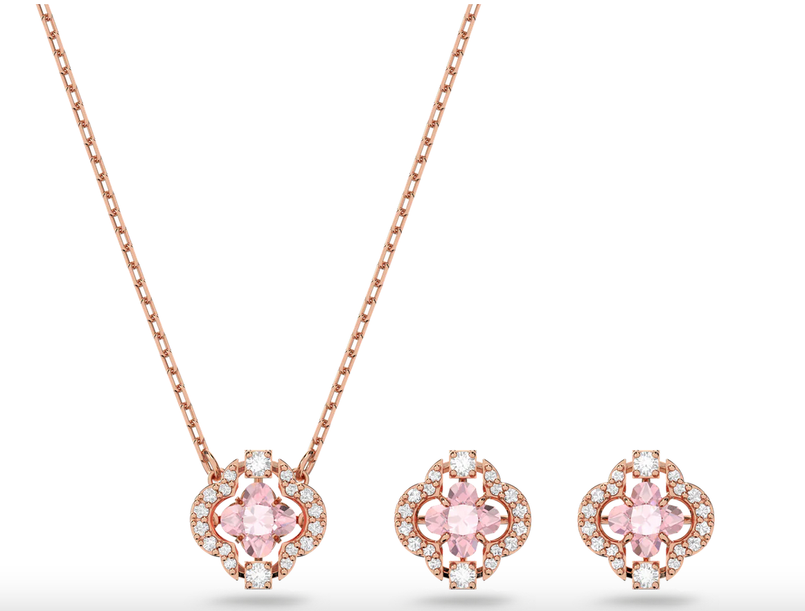 Sparkling Dance Earring And Necklace Set Rose Swarovski 5604204