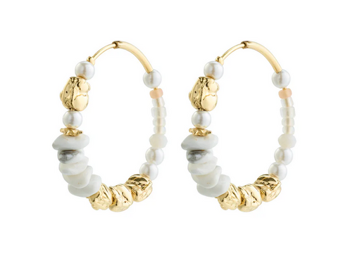 FORCE hoop earrings white/gold-plated
