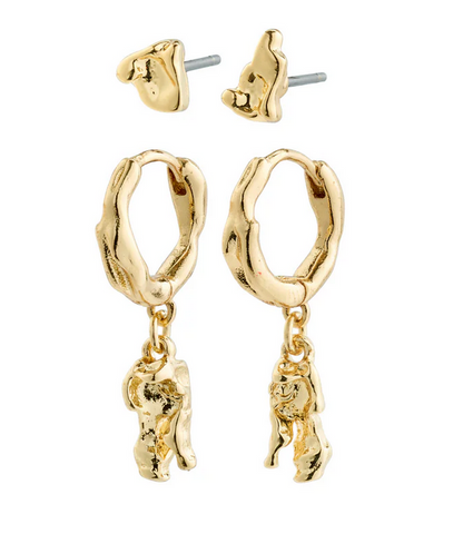 SEA recycled earrings, 2-in-1 set, gold-plated
