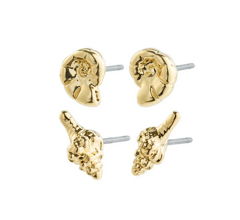 FORCE recycled earrings, 2-in-1 set, gold-plated