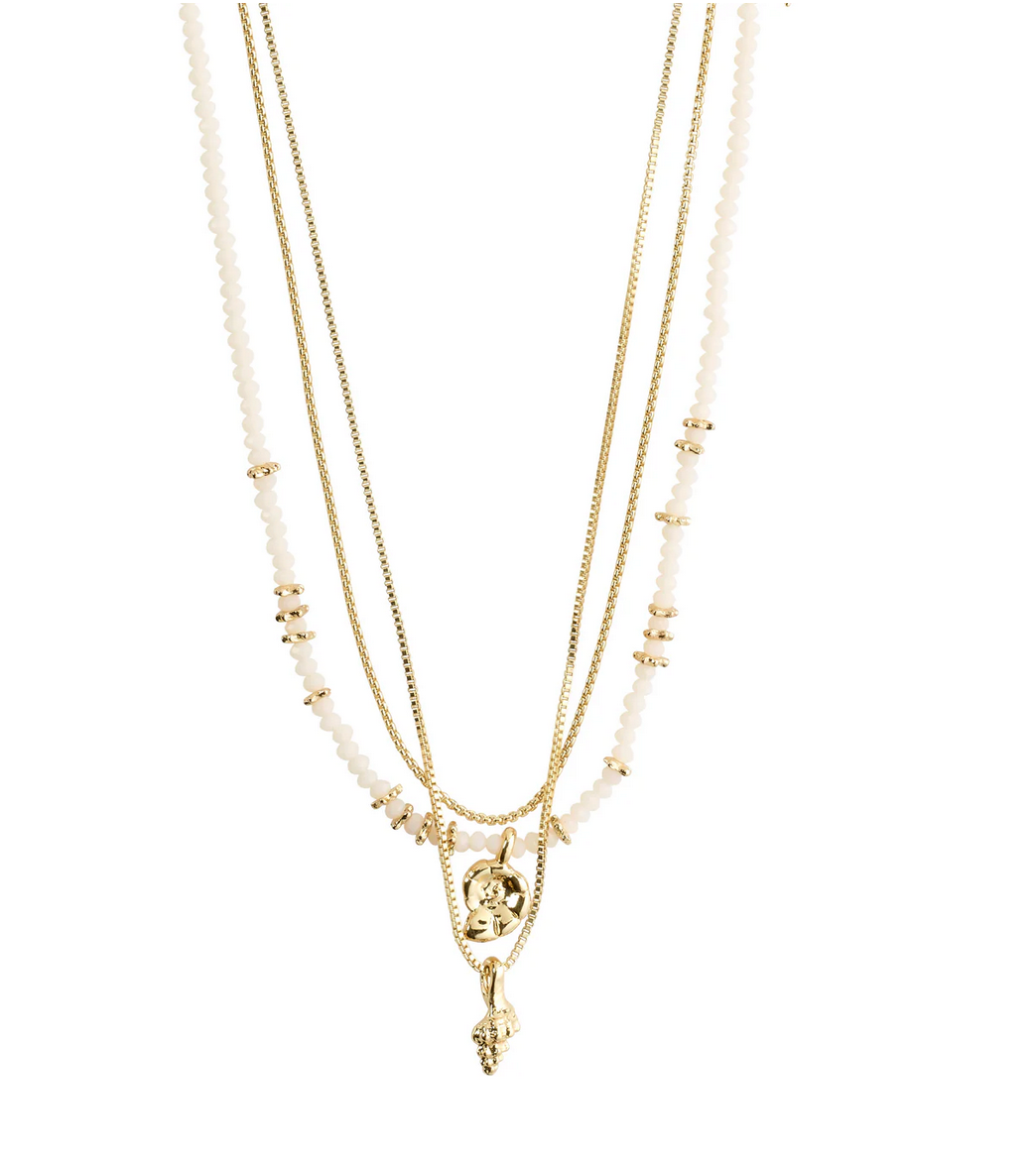 SEA necklace, 3-in-1 set, white/gold-plated