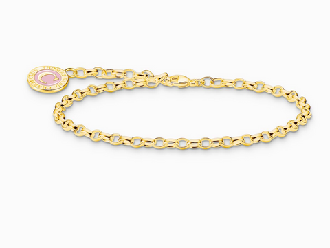 Member Charm bracelet with pink Charmista Coin gold plated