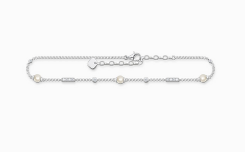 Anklet with Pearls and Cubic Zirconia AK0034-167-14-L27V