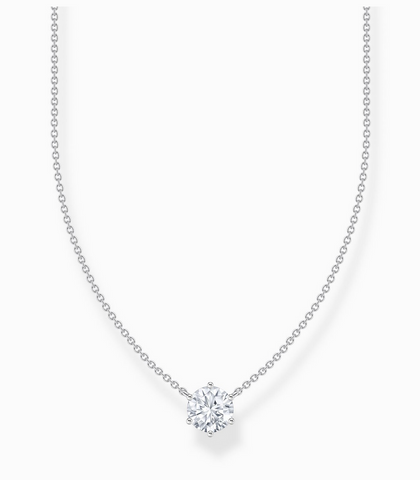Silver necklace with white zirconia pendant KE2210-051-14-L45V