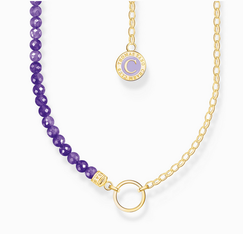 Member Charm necklace with violet beads yellow-gold plated