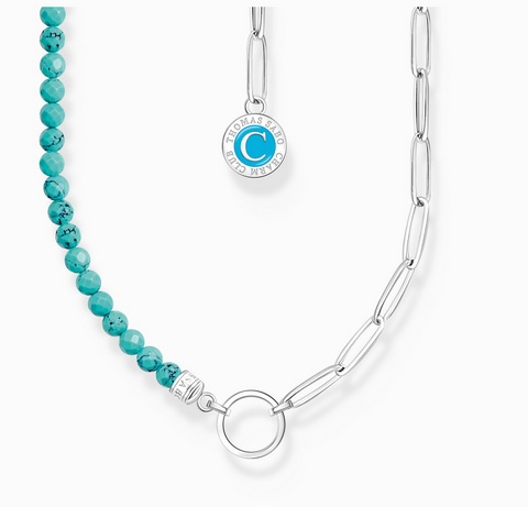 Member Charm necklace with turquoise beads and Charmista disc silver