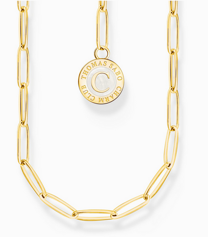 Member Charm necklace with white Charmista disc gold