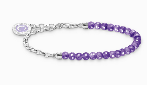 Member Charm bracelet with violet imitation amethyst beads silver