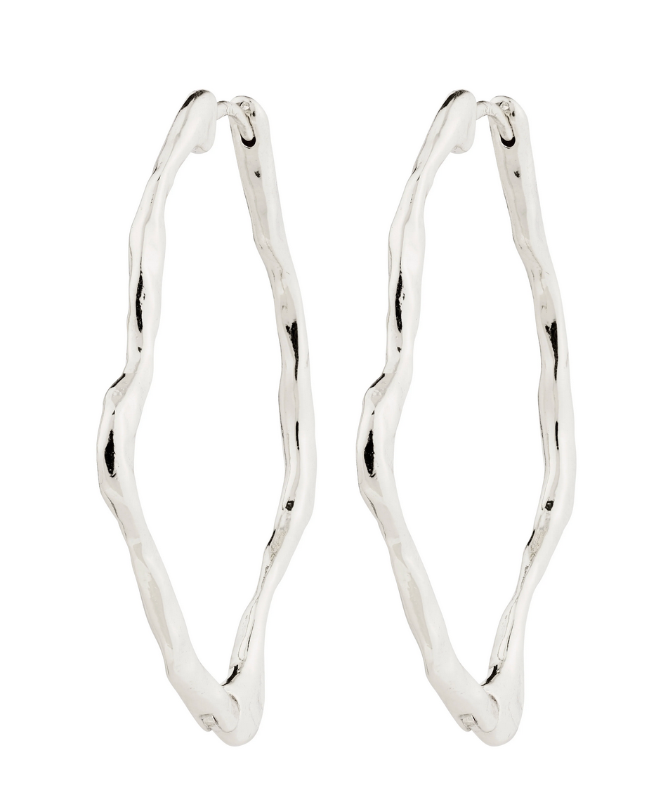 Moon Hoop Earrings Silver Plated