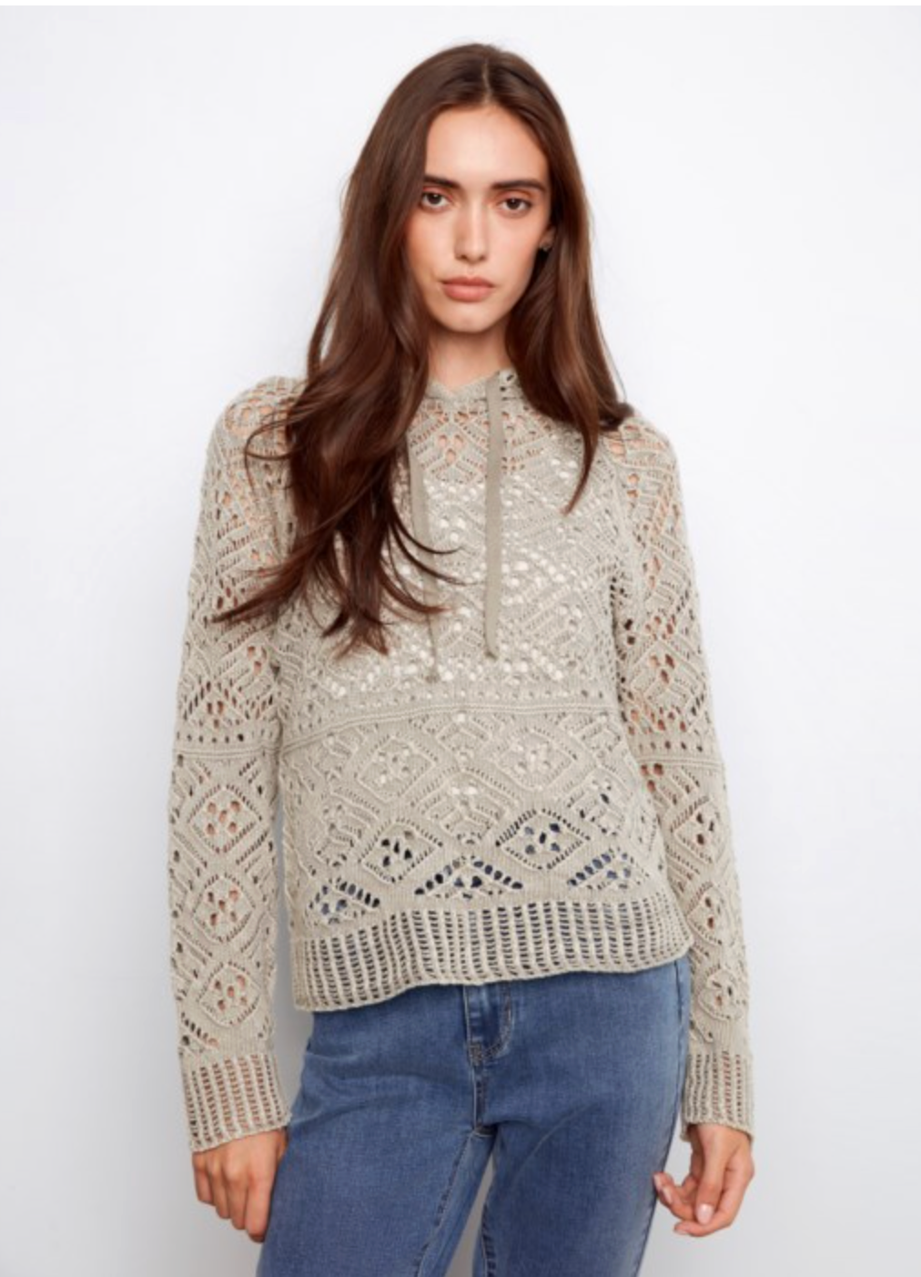 Sage Cotton Crochet Sweater C2949-495E