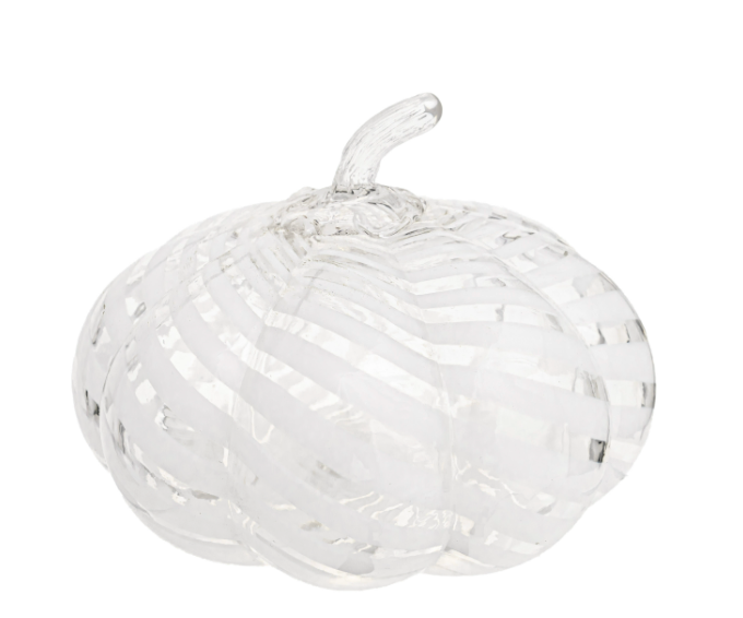 White Swirl Glass Pumpkin