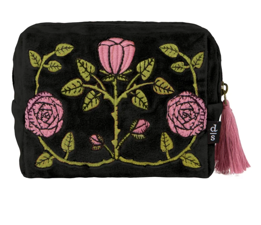 Embroidered Rose Pouch