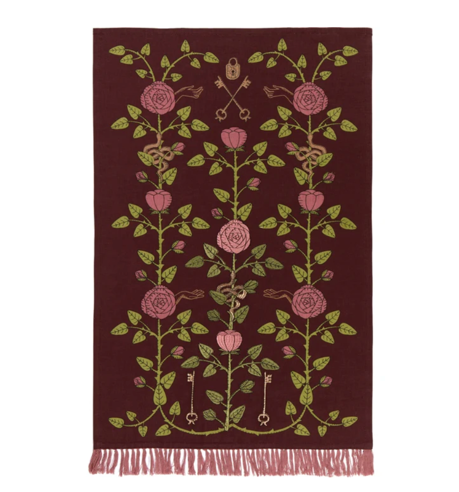 Rose Briar Embroidered Dishtowel