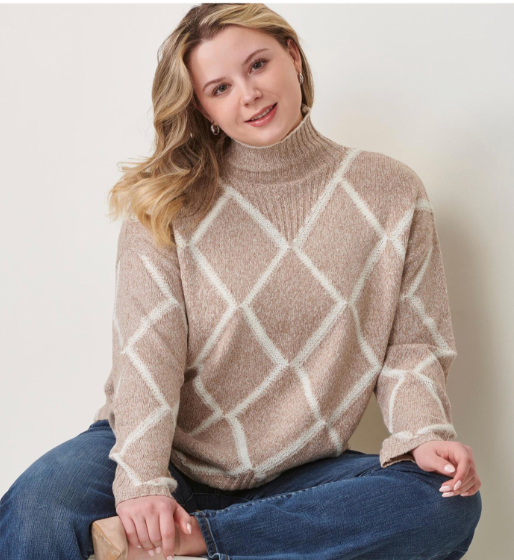 Diamond Knit Sweater, Taupe