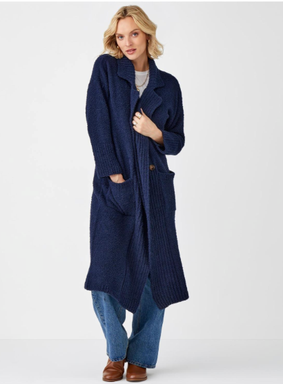 Cozy Sweater Coat, Medium Blue