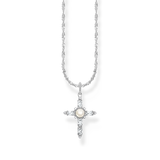 Thomas Sabo Silver necklace with white cross pendant