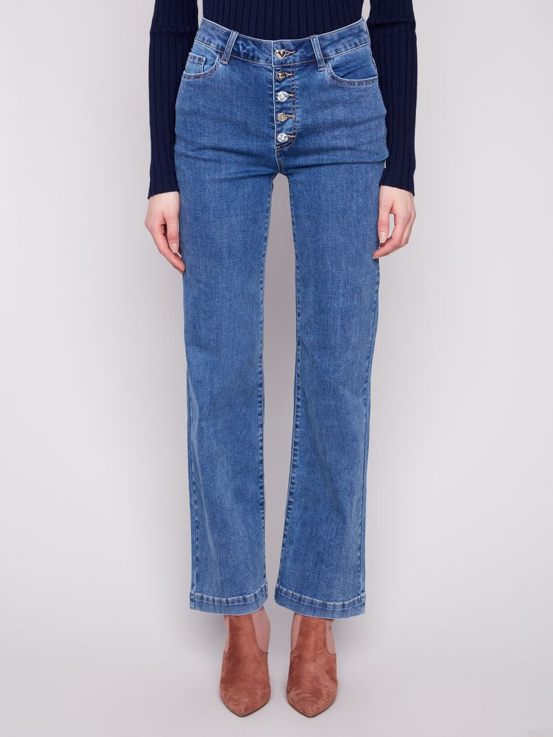 Charlie B C5686-431A Wide leg stretch with buttons