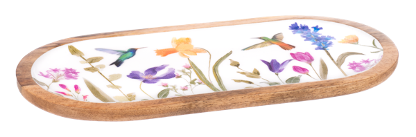 Oval Hummingbird & Flower Serving Tray