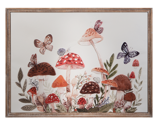 Framed Embossed Mushroom Wall Decor