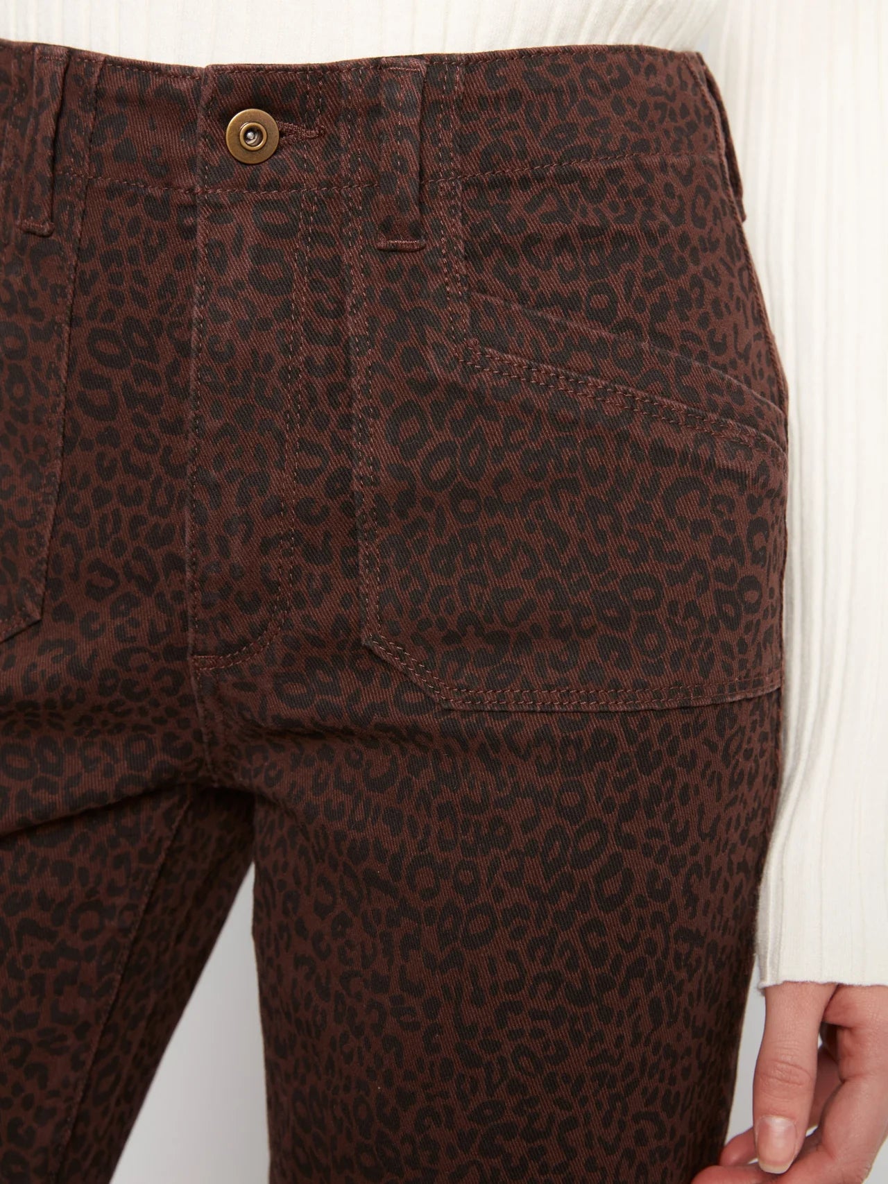 Cropped Wide Leg Stretch Twill Pants C5660RP - Leopard