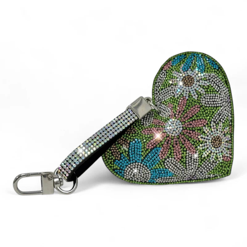 Iced Crystal Heart Keyring