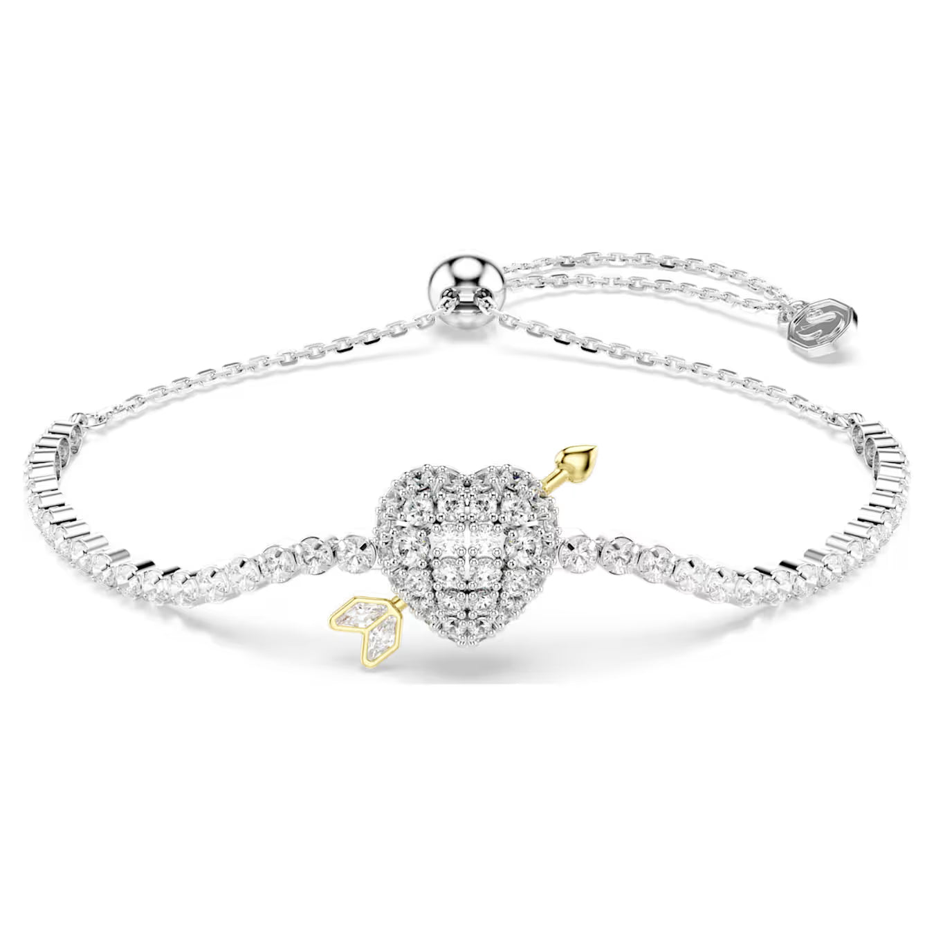 Idyllia bracelet Mixed cuts, Heart with arrow, White, Rhodium plated 5742022