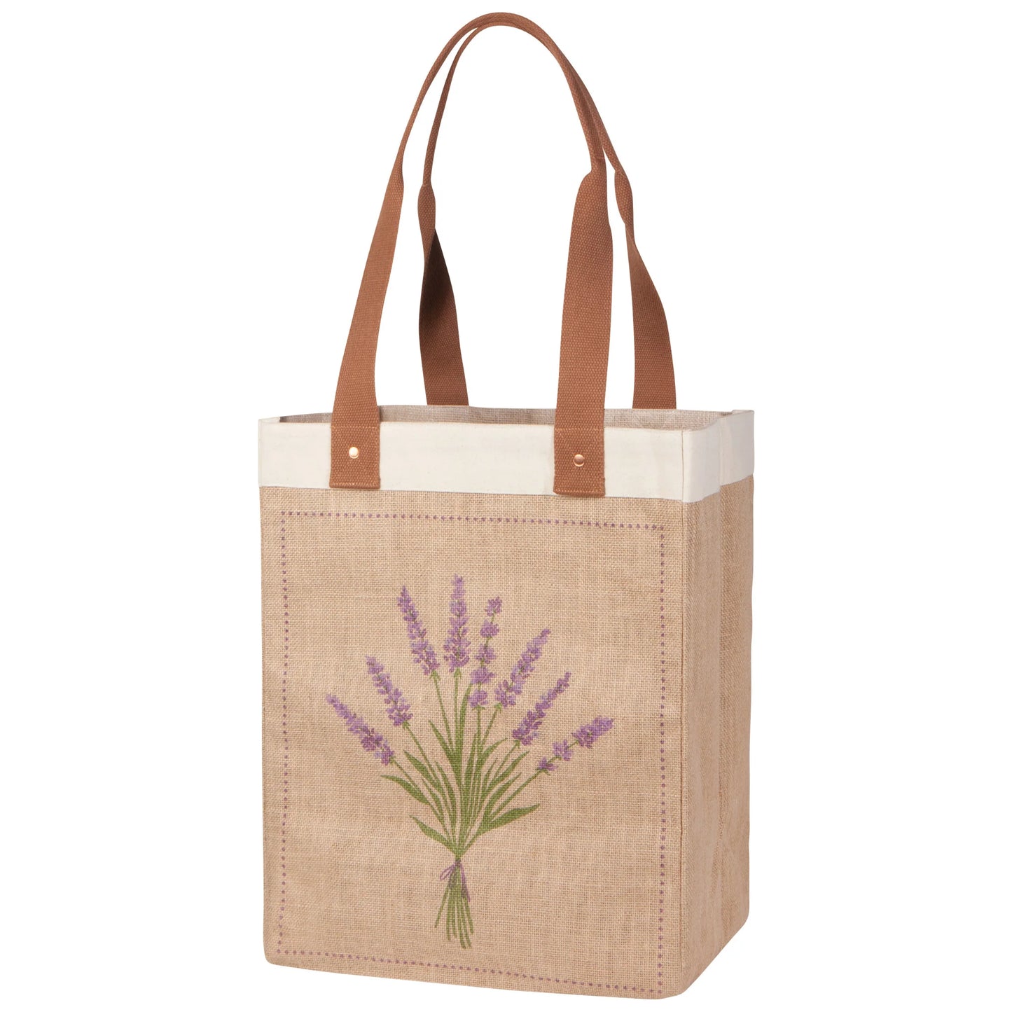 Lavender Large Burlap Shopping Bag