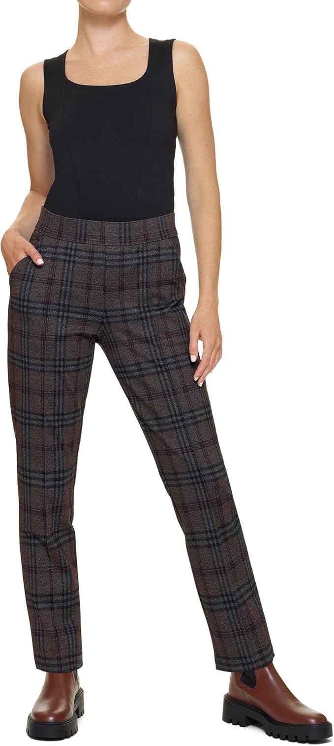 Hue Plaid Pull On Trouser