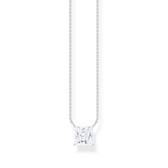Thomas Sabo Silver necklace with square pedant and white zirconia 45cm