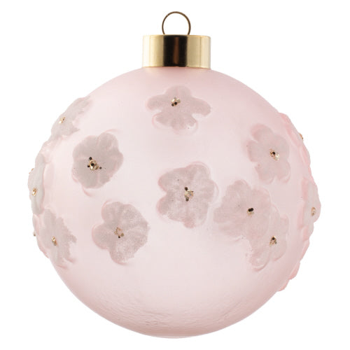 SUGARED FLOWER GLASS ORNAMENT